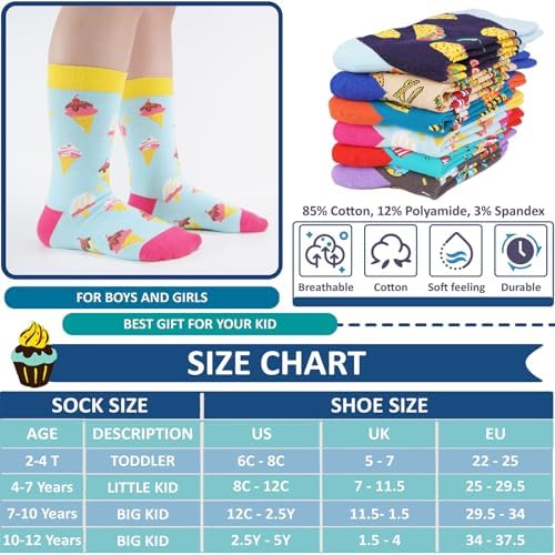 6-Pair Boys Novelty Crew Socks for Kids