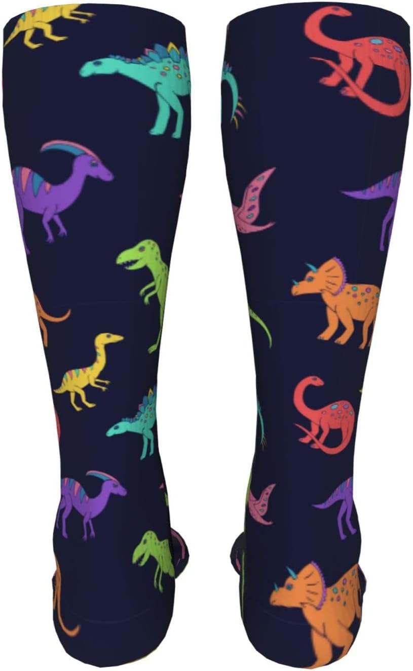 Sketch Dinosaur Knee High Kids Soccer Socks