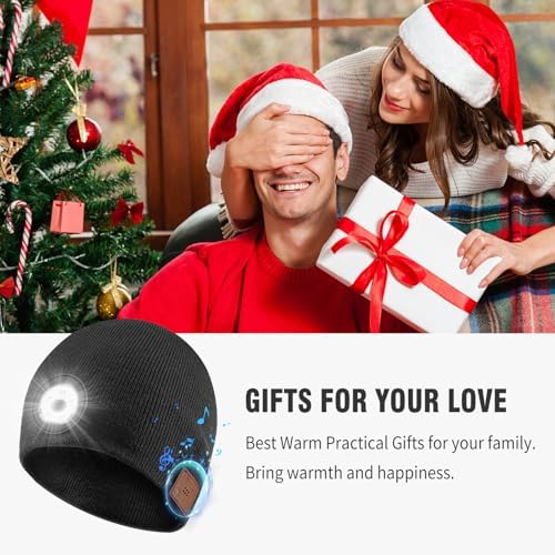 Mood Pie Bluetooth Beanie with Light Music Headlamp Built-in Speaker Mic