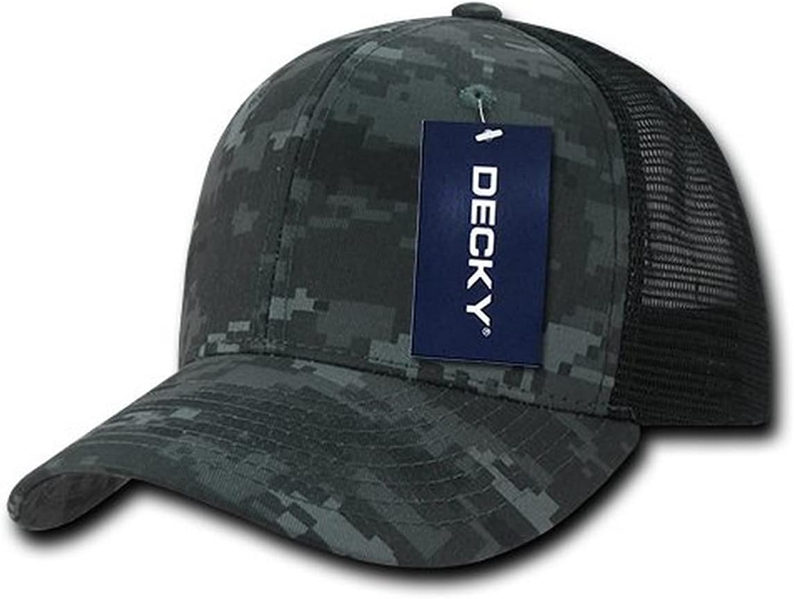 DECKY Camo Flat Bill Trucker Caps Slip-On Style NightBlack