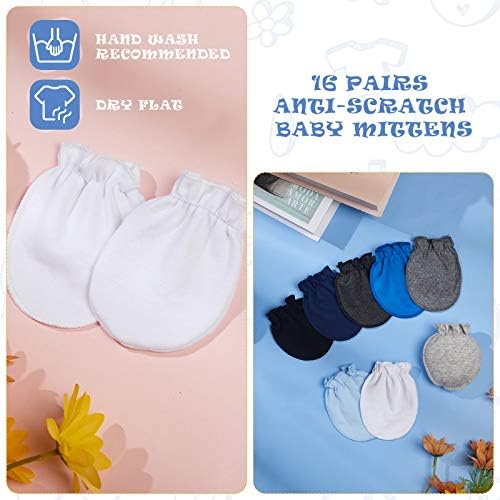 Syhood 16 Pairs Newborn Baby Mittens No Scratch Gloves 0-6 Months