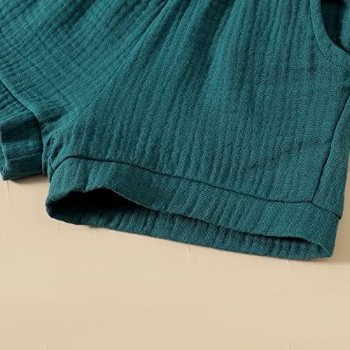 MABABY Toddler Boys 2PCS Cotton Gauze Short Set
