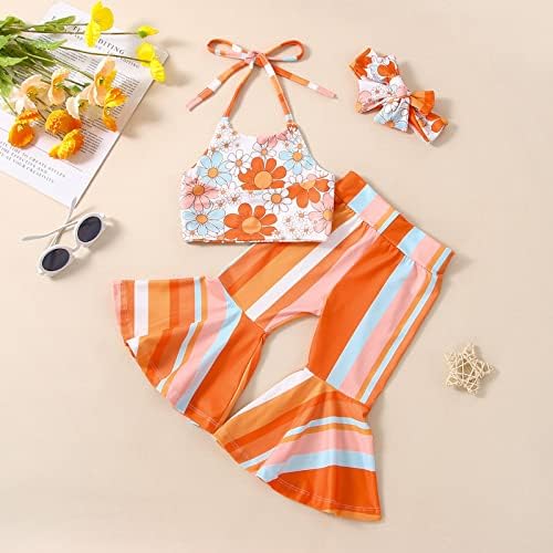 Kupretty Baby Girl Summer Crop Top Bell Bottoms Set