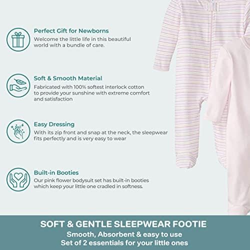 Spasilk Cotton Footie Set for Newborn Girls