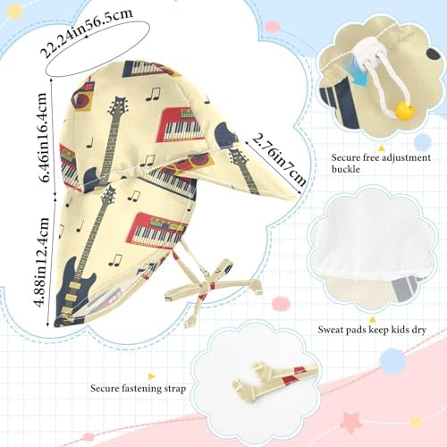 Retro Guitar Sunhat for Toddlers Protection and Style