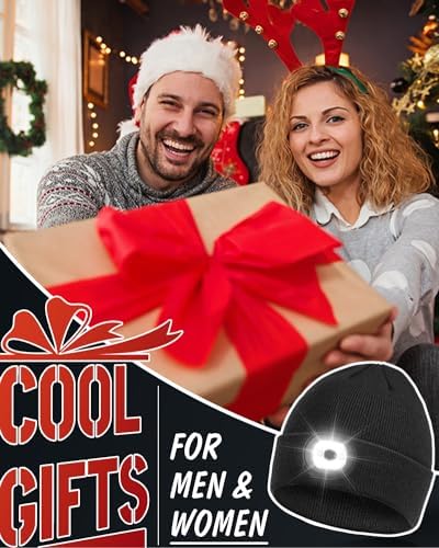 Beanie Headlamp - Dad Gift for Men Rechargeable Hands-Free Winter Lights