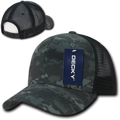 DECKY Camo Flat Bill Trucker Caps Slip-On Style NightBlack