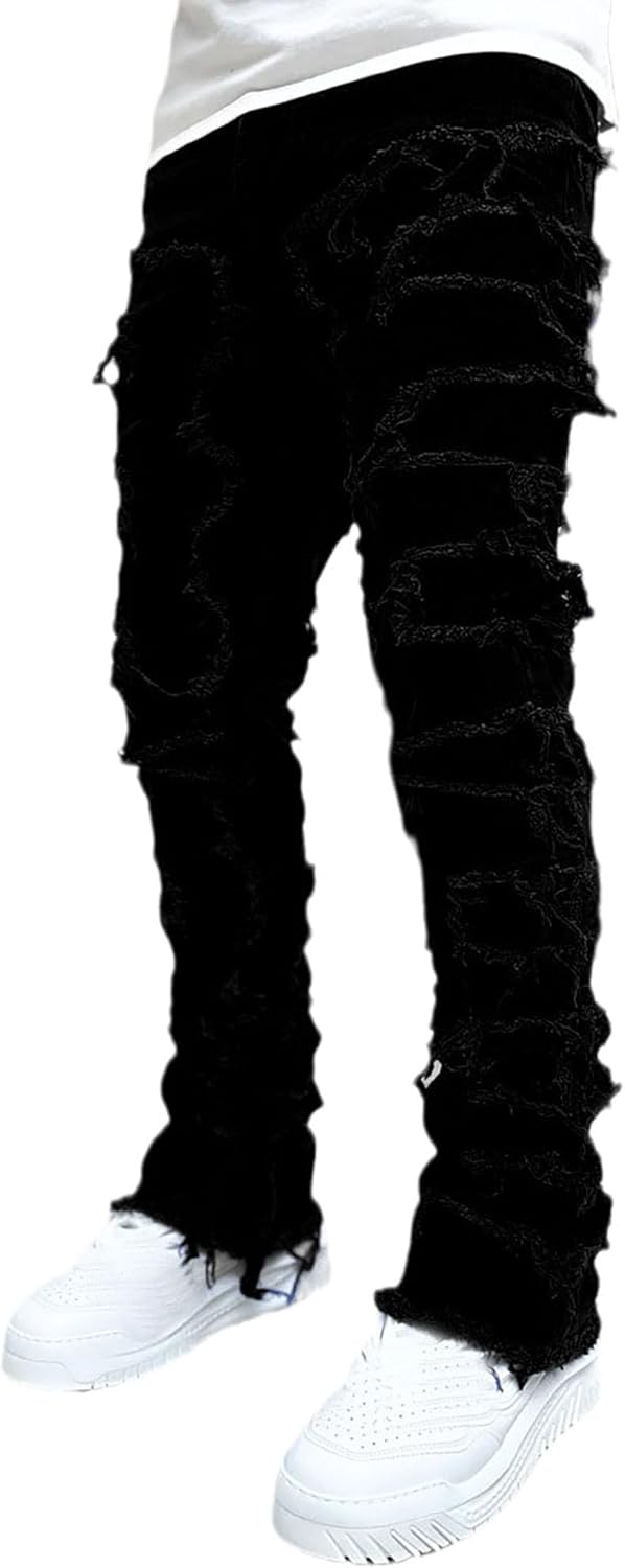 Conshvi Slim Fit Distressed Jeans - Mens