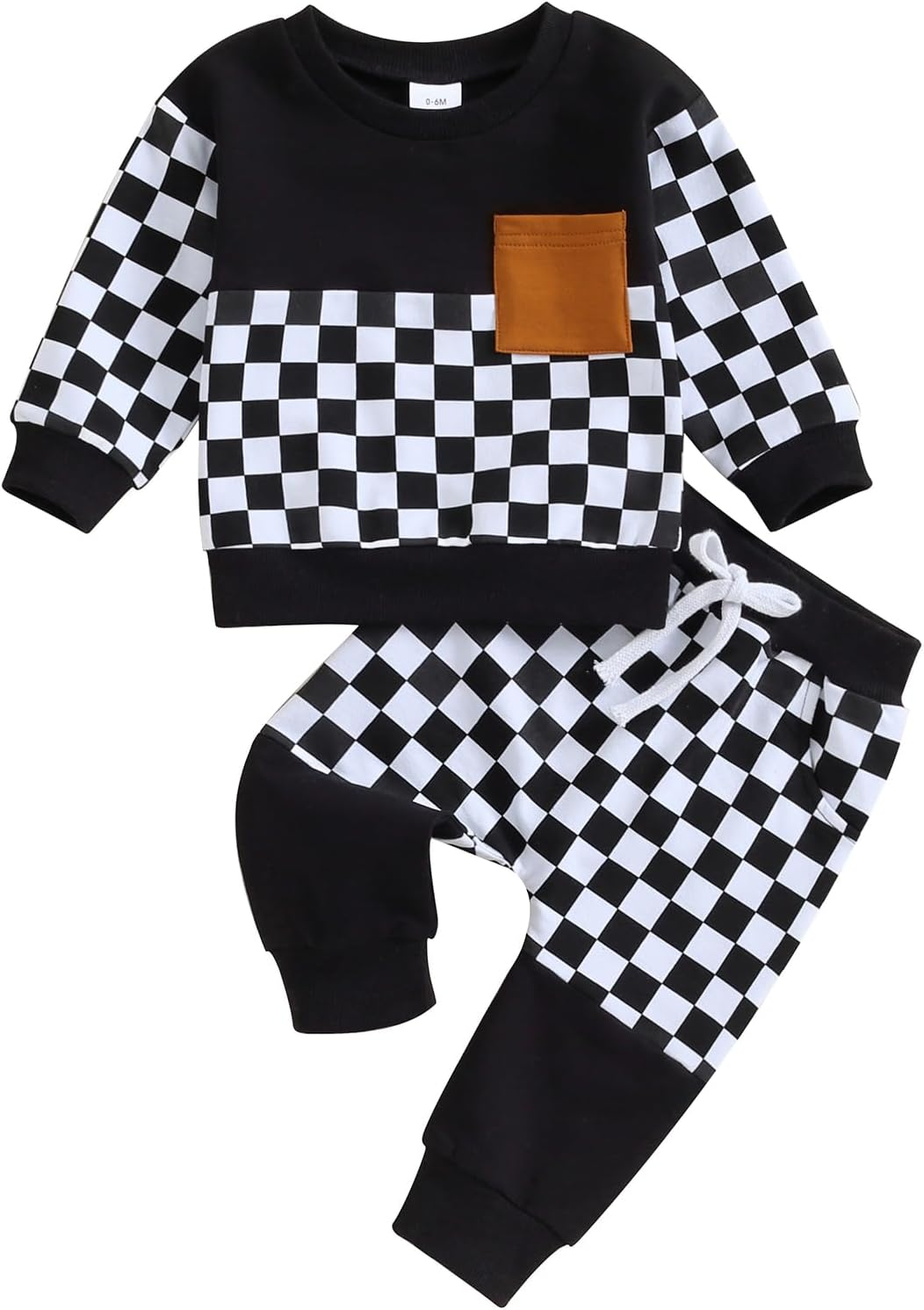 Fall Winter Toddler Baby Checkered Sweatsuit