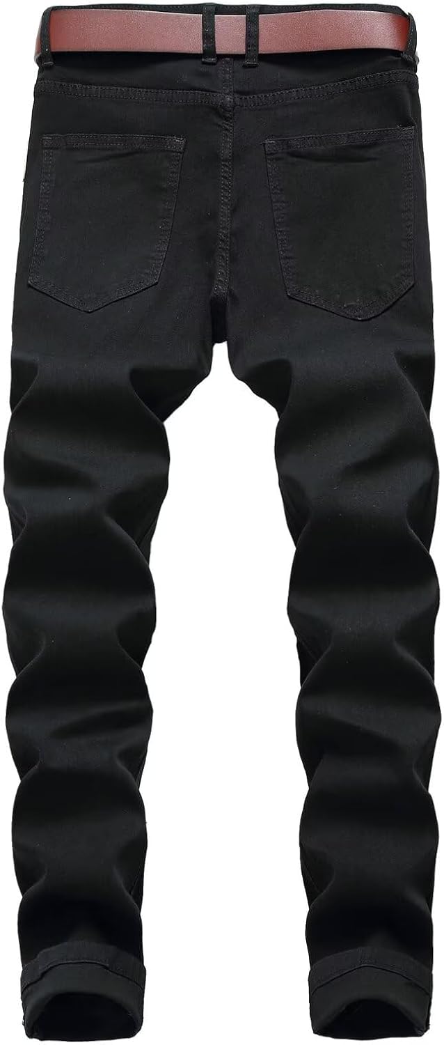 Mens Slim Ripped Skinny Jeans Distressed Design