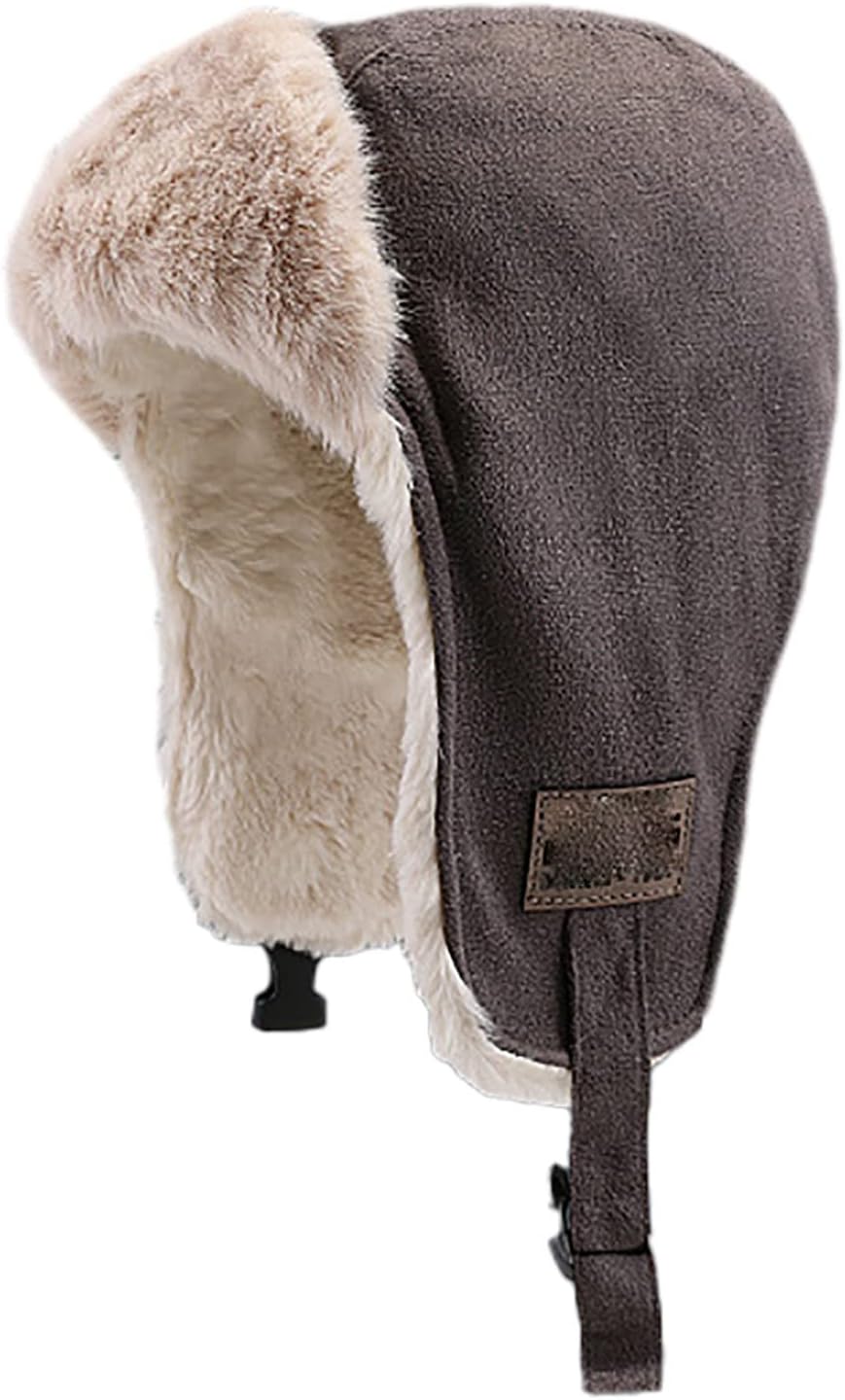 Winter Trapper Hat with Glasses 4-in-1 Windproof Fleece Cap