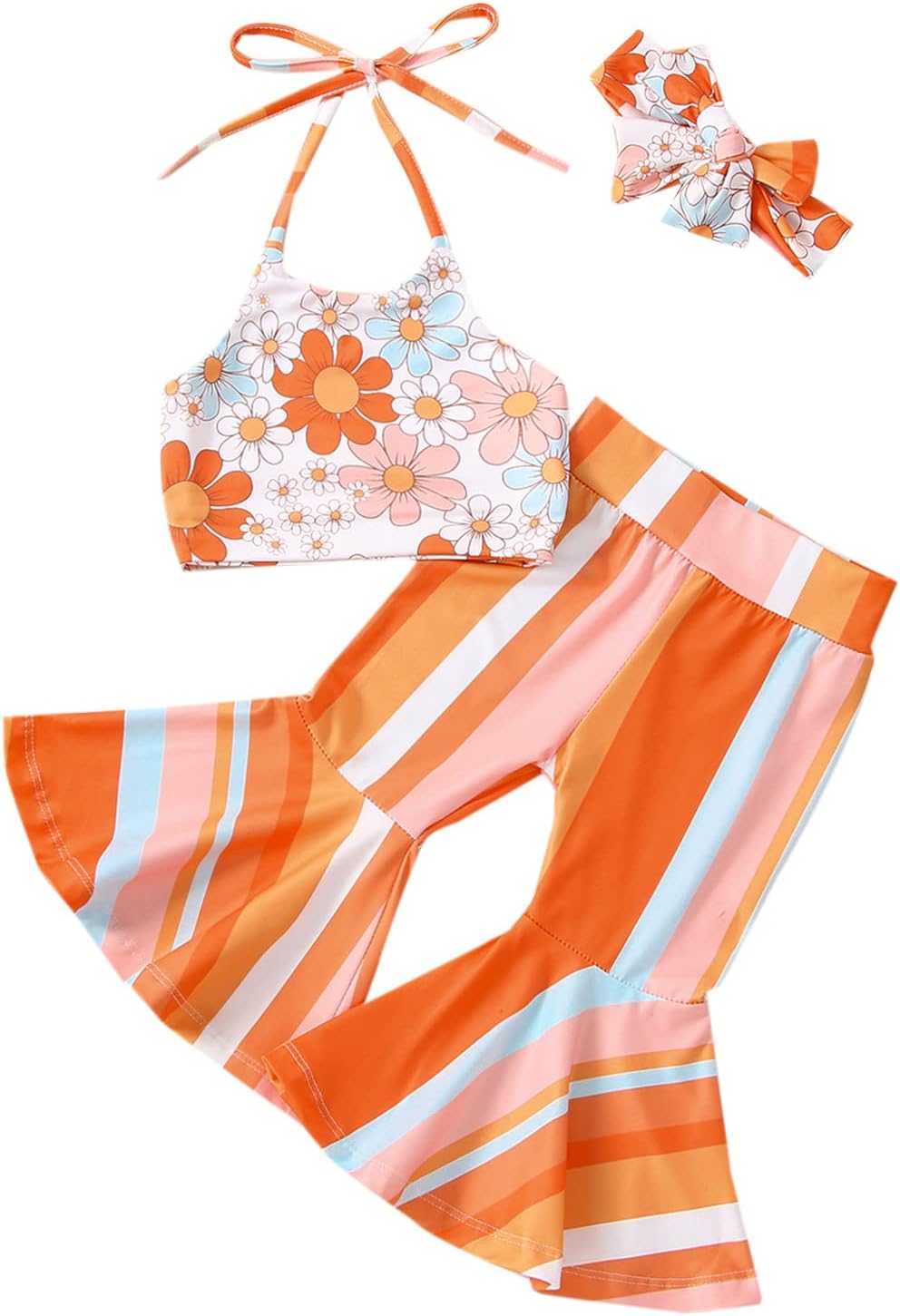 Kupretty Baby Girl Summer Crop Top Bell Bottoms Set