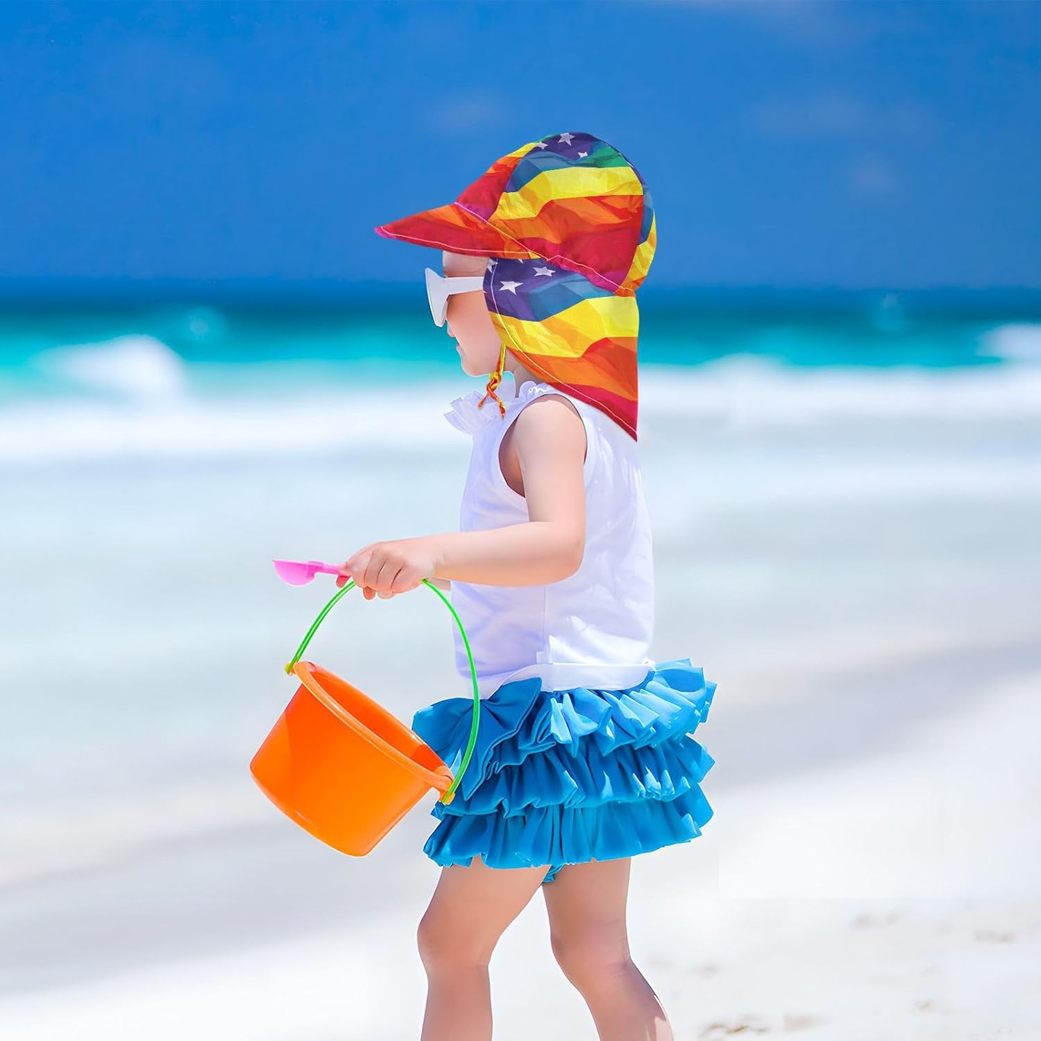 Adjustable Rainbow Flag Sun Hat