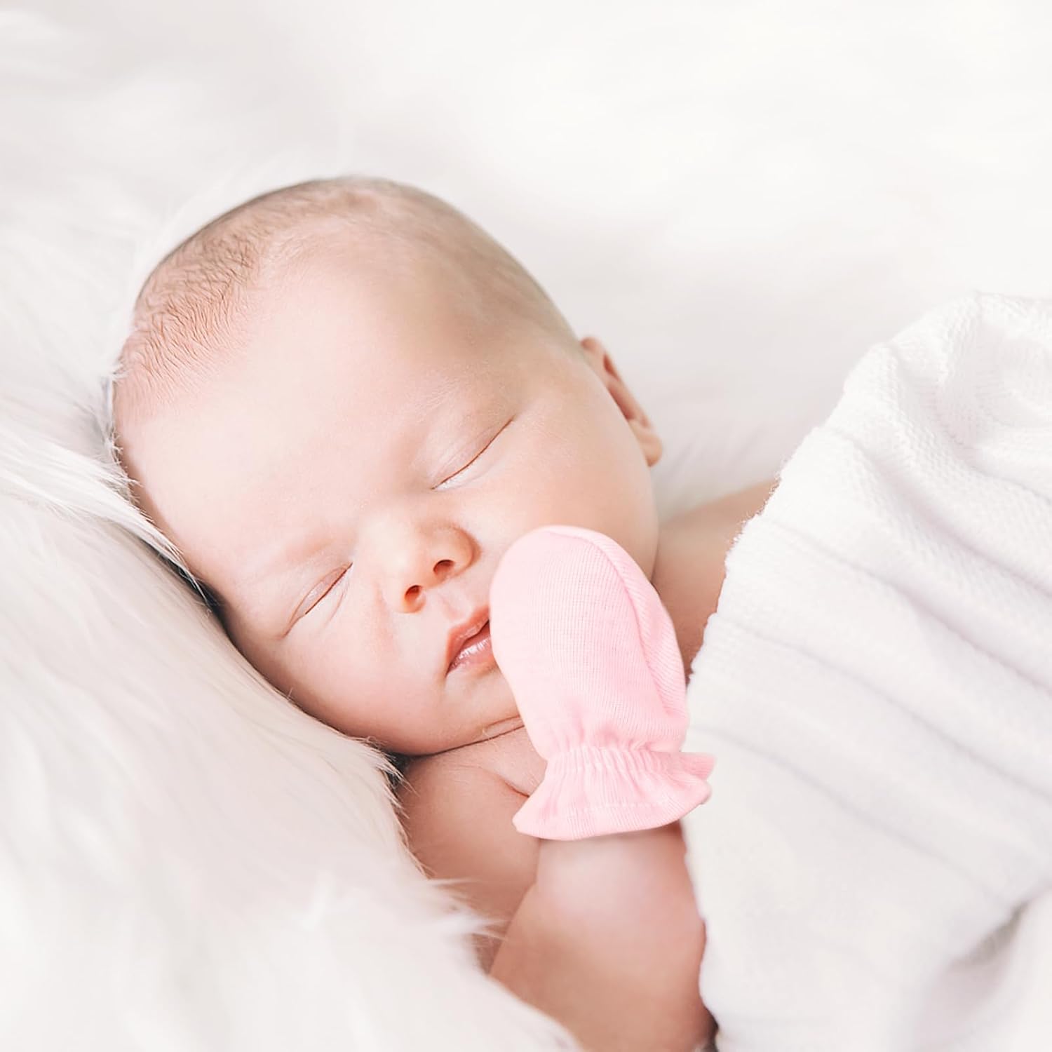 DRESHOW Organic Cotton No Scratch mittens for Babies