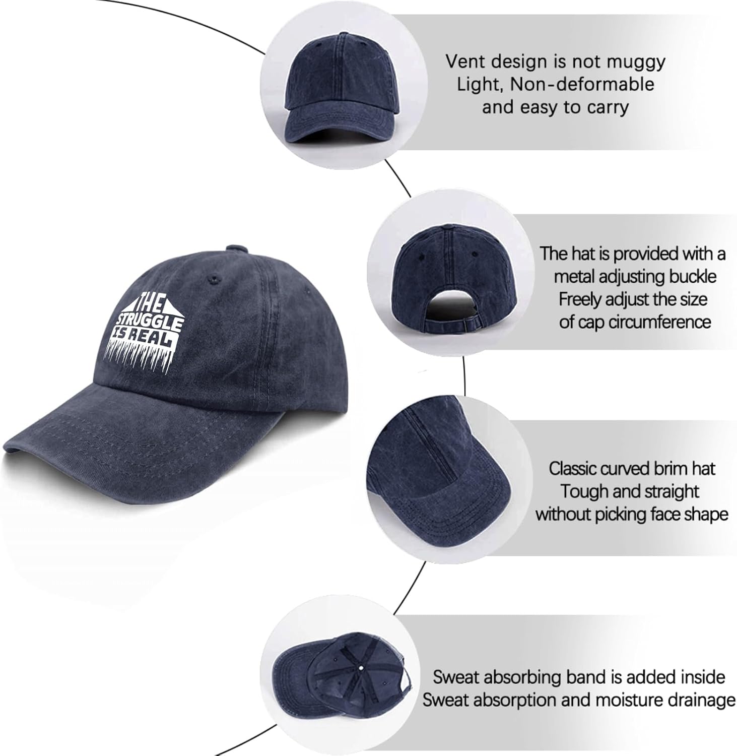 Struggle Is Real Gardening Hat in Black for Men and Boys