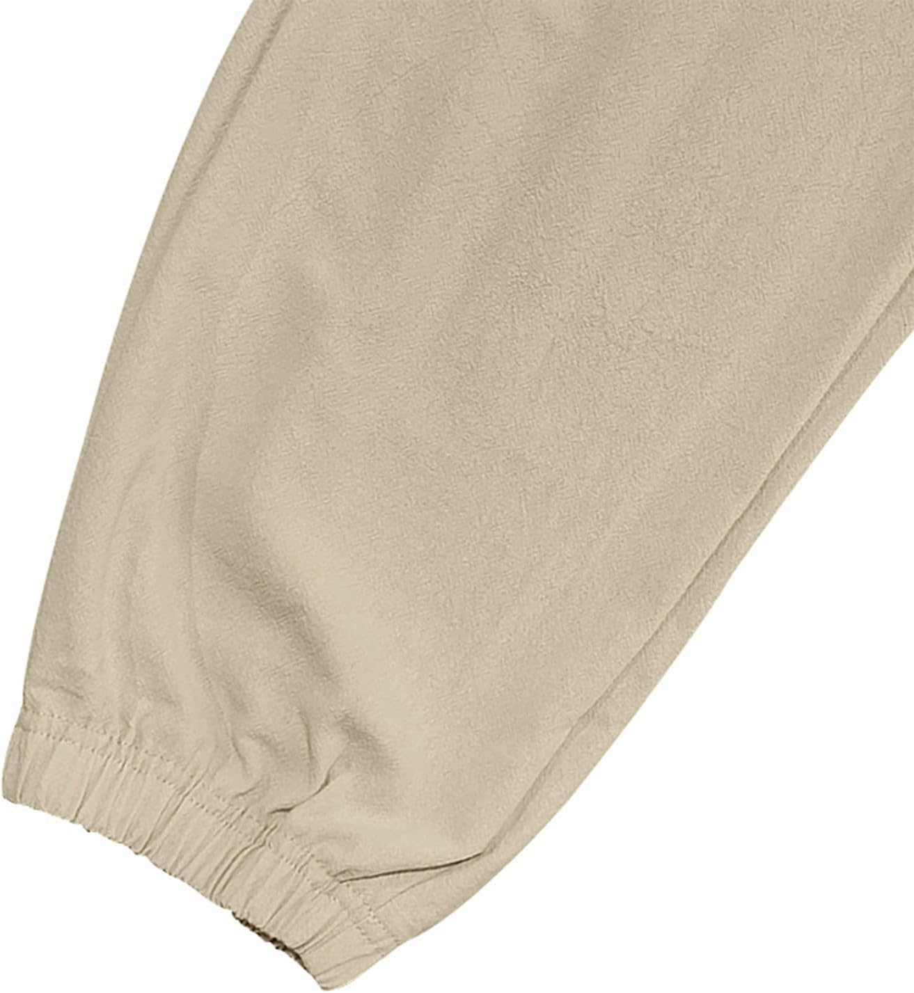 WENKOMG1 Mens Elastic Waist Drawstring Linen Cargo Pants for Casual Summer