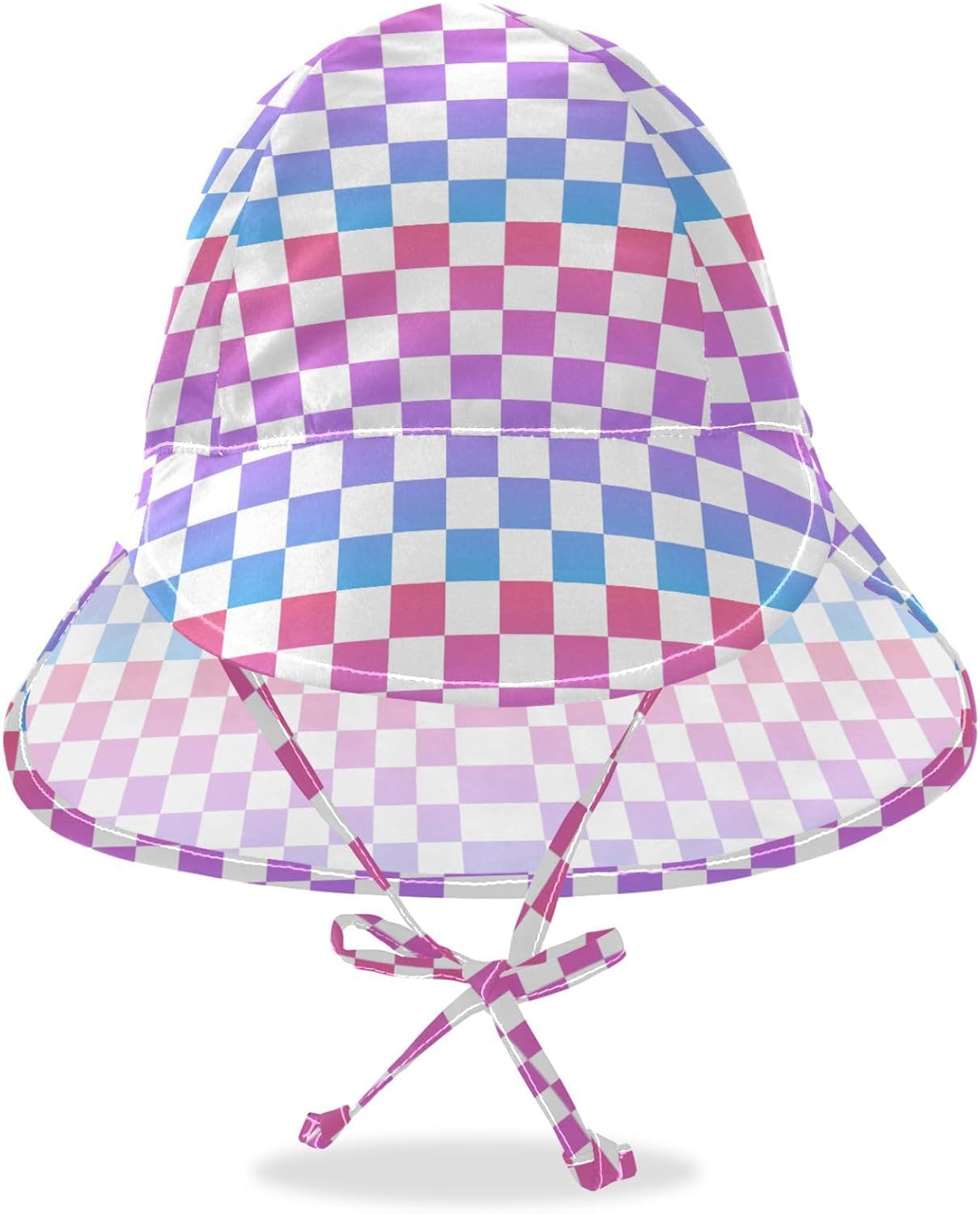 Gradient Red Blue Checkered Plaid Toddler Hat