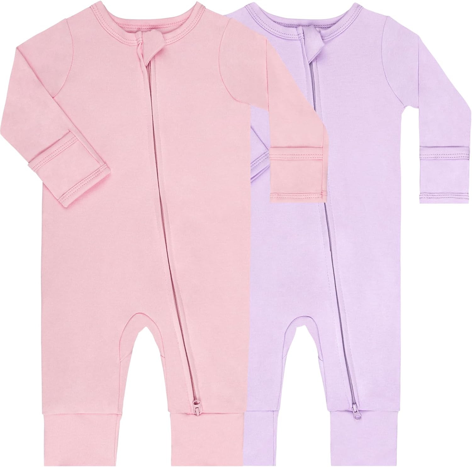 GIUBY 100 Cotton Sleepers Pajamas for Baby with Zipper and Mittens