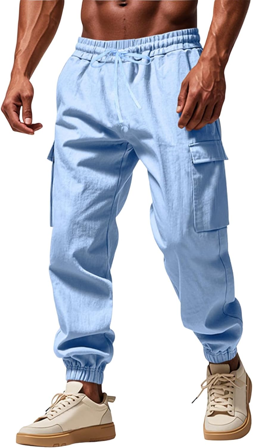 Mens Elastic Waist Cargo Pants