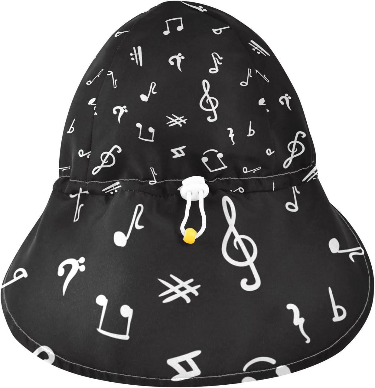Toddler Sun Hat Musical Notes Black White