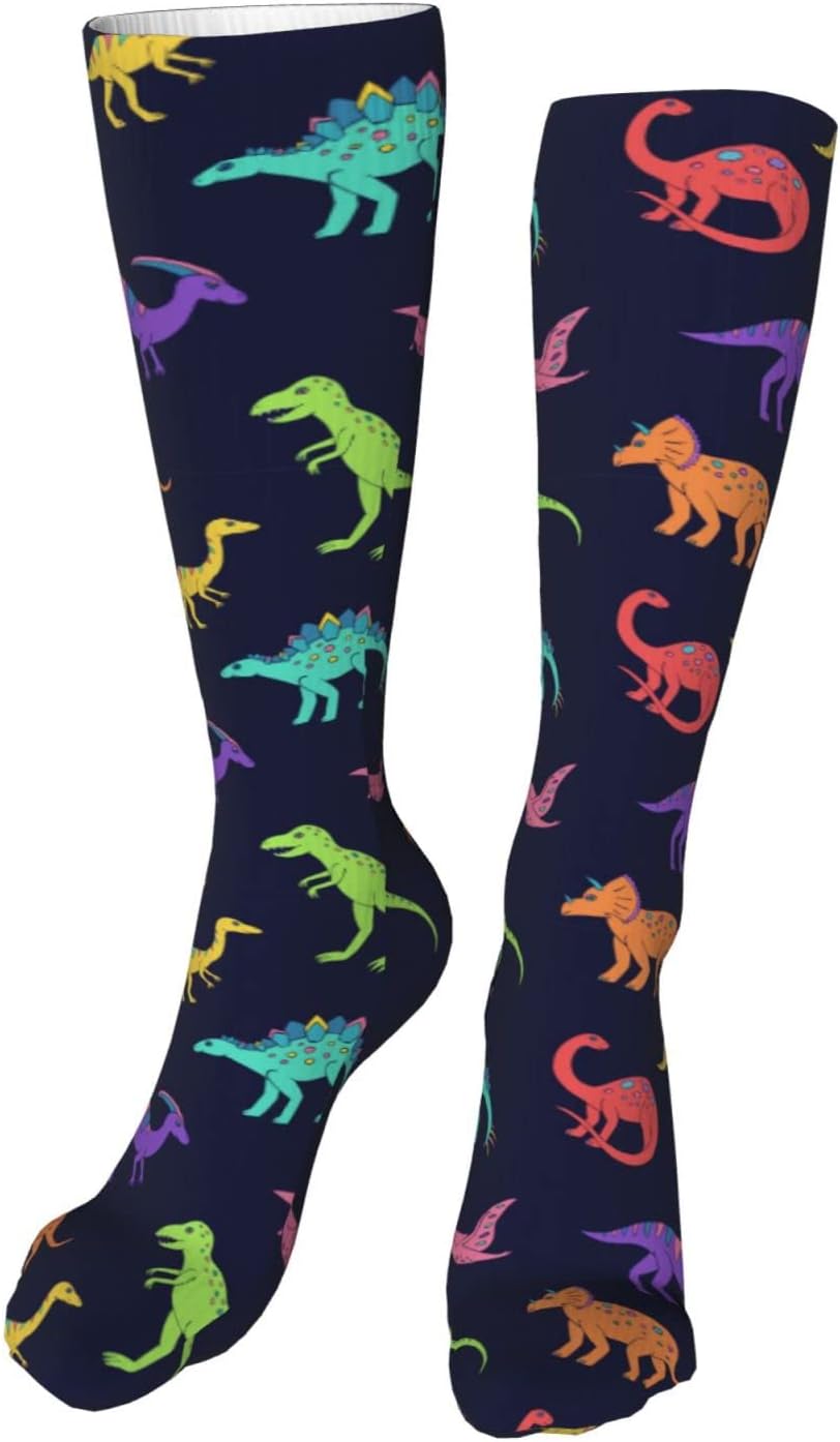 Sketch Dinosaur Knee High Kids Soccer Socks