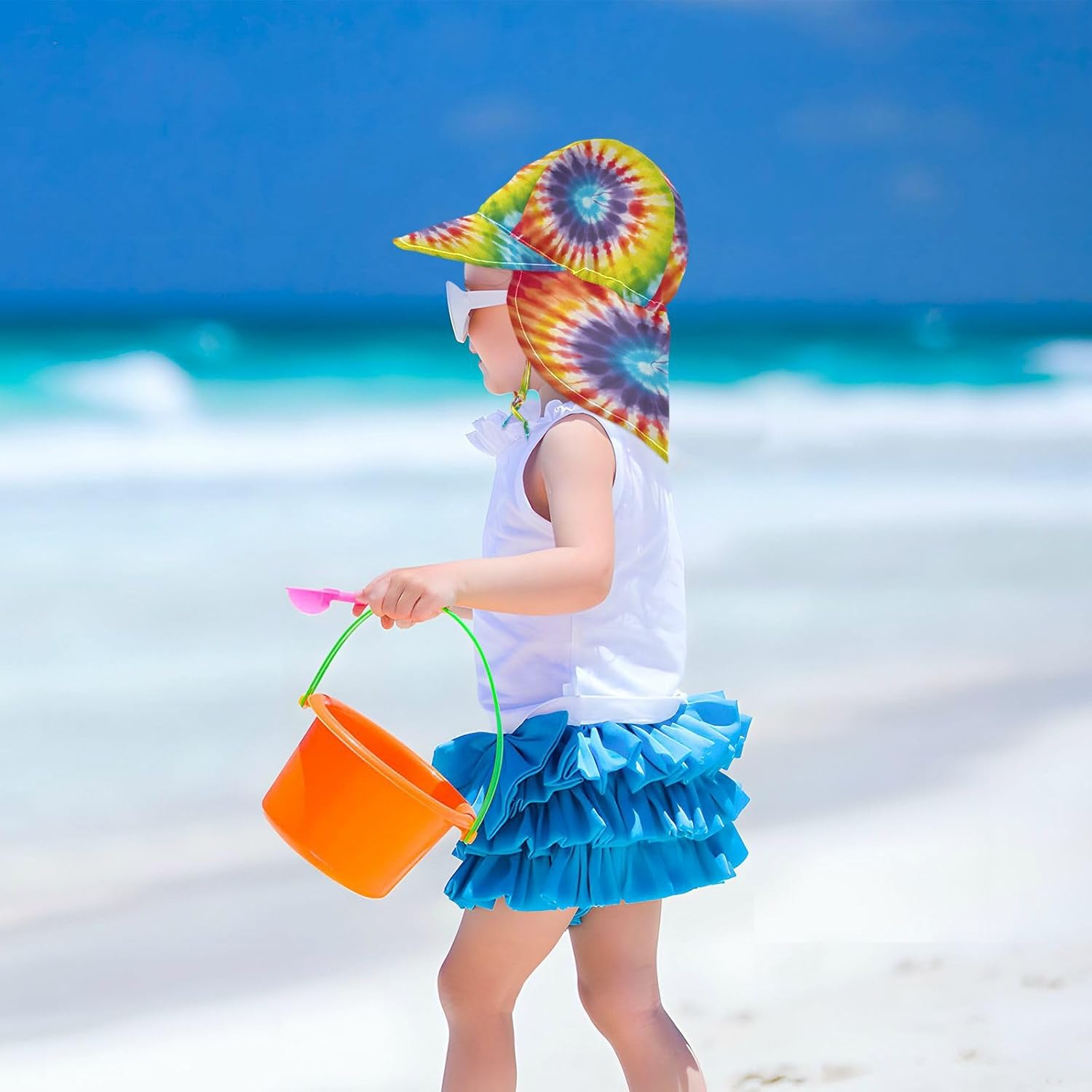 Emelivor Tiedye Rainbow Baby Sun Hat UPF 50