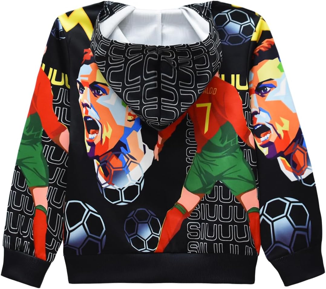 Kids Boys Zipper Hoodie Pullover Sports Star Cartoon 5-13Y