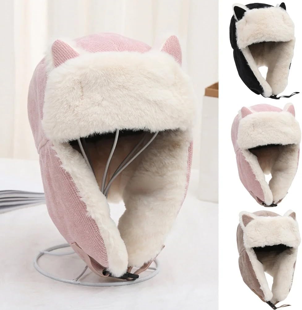 Winter Trapper Hat with Earflaps and Goggles for Men Women