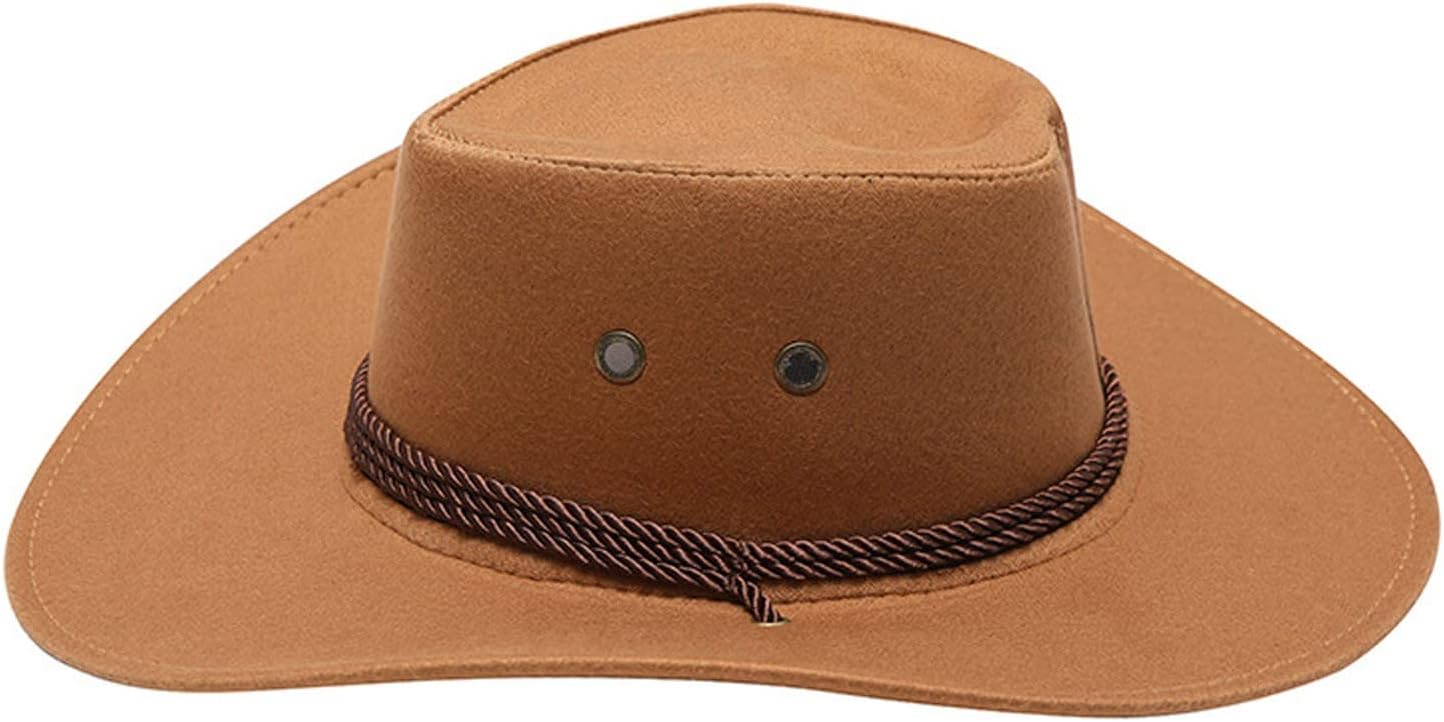Women Men Classic Felt Western Cowboy Cowgirl Hat with Belt Buckle