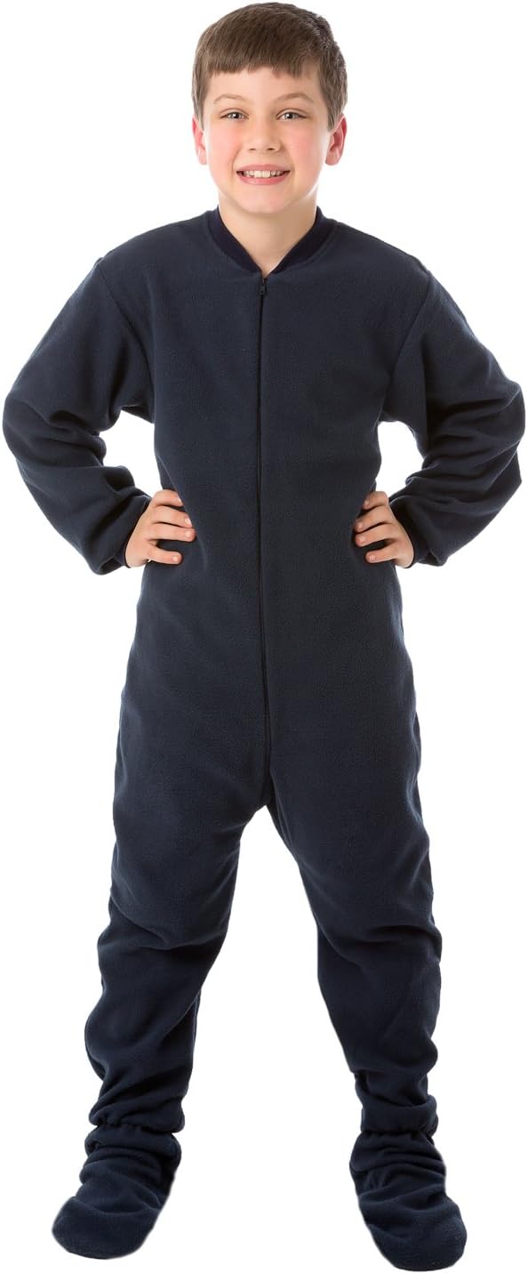 Premium Navy Fleece Onesie Sleepers for Kids
