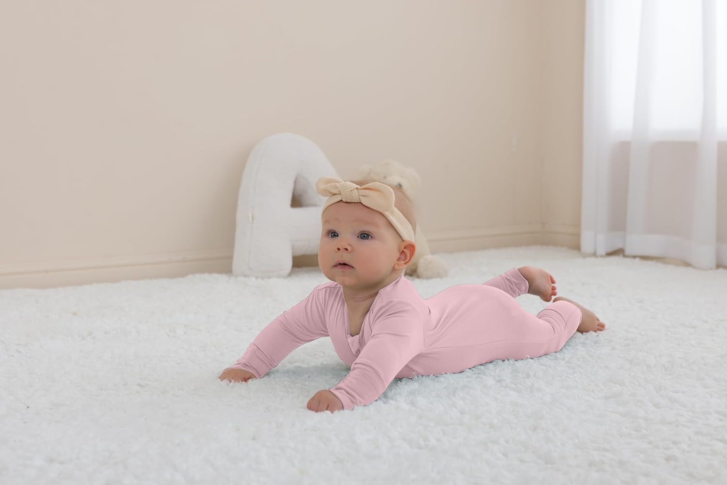 GIUBY 100 Cotton Sleepers Pajamas for Baby with Zipper and Mittens