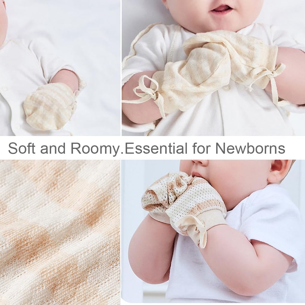 MOMSMENU Newborn Mittens 3 Pack Organic Cotton No Scratch