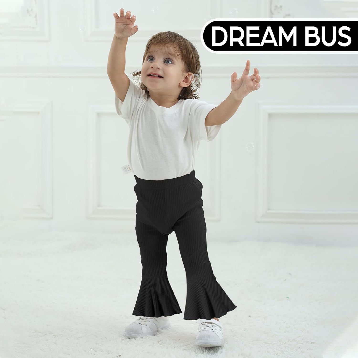 DREAM BUS 3 Pack Baby Girl Flare Pants with Bell Bottoms