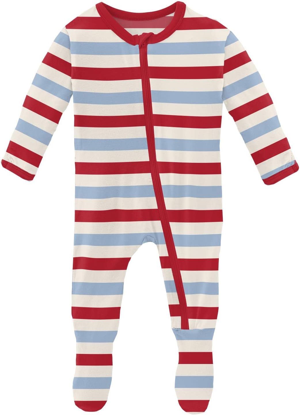 KicKee Print Footies with Zipper Ready for Bed and Baptism