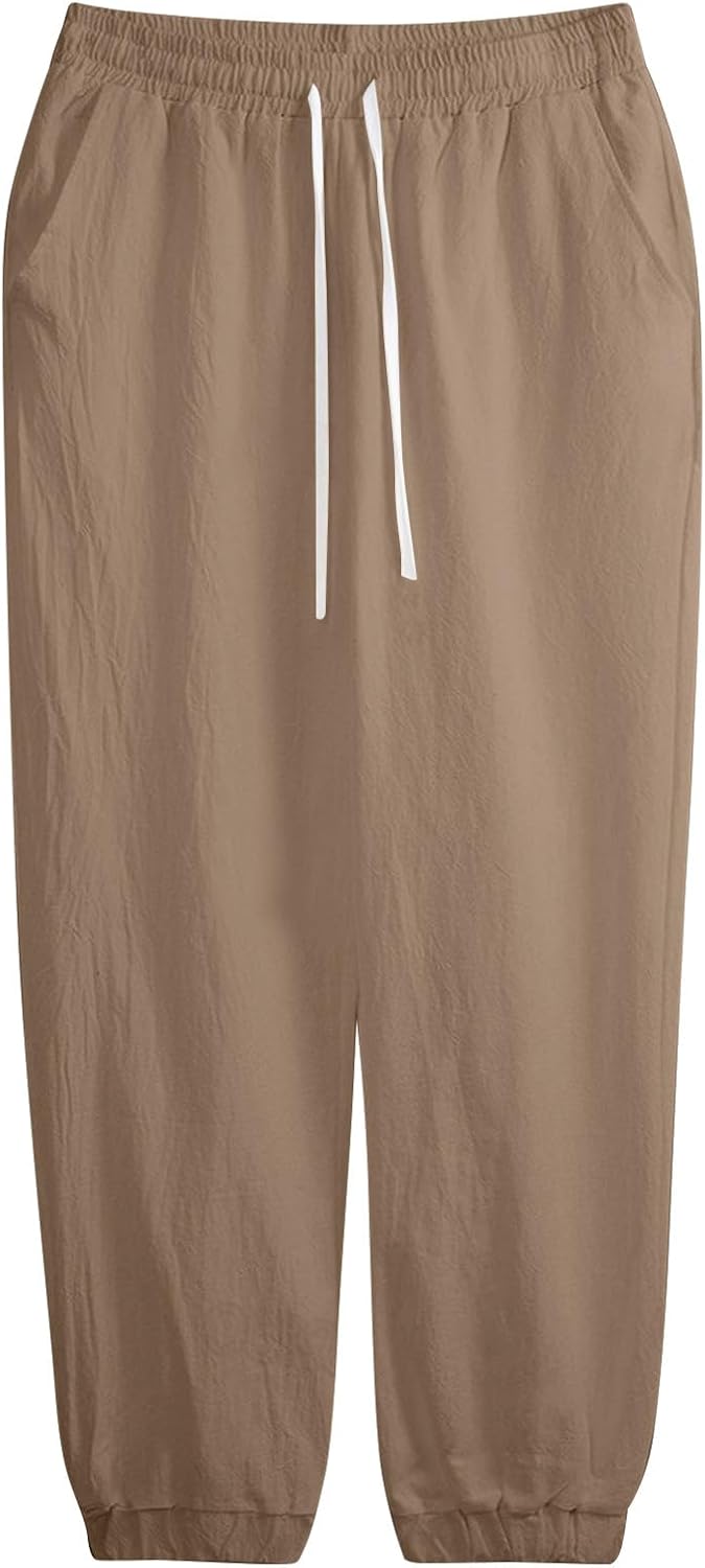 Elastic Waist Linen Pants for Men