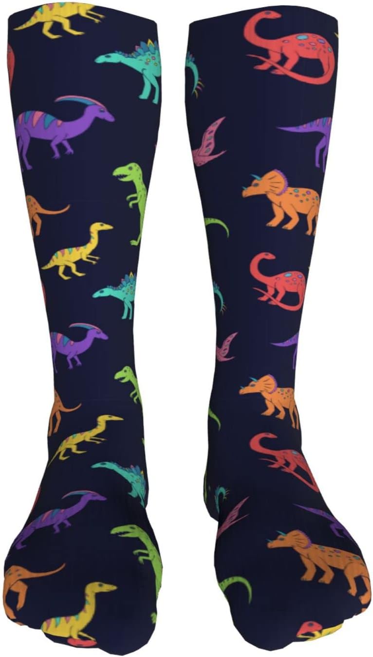Sketch Dinosaur Knee High Kids Soccer Socks