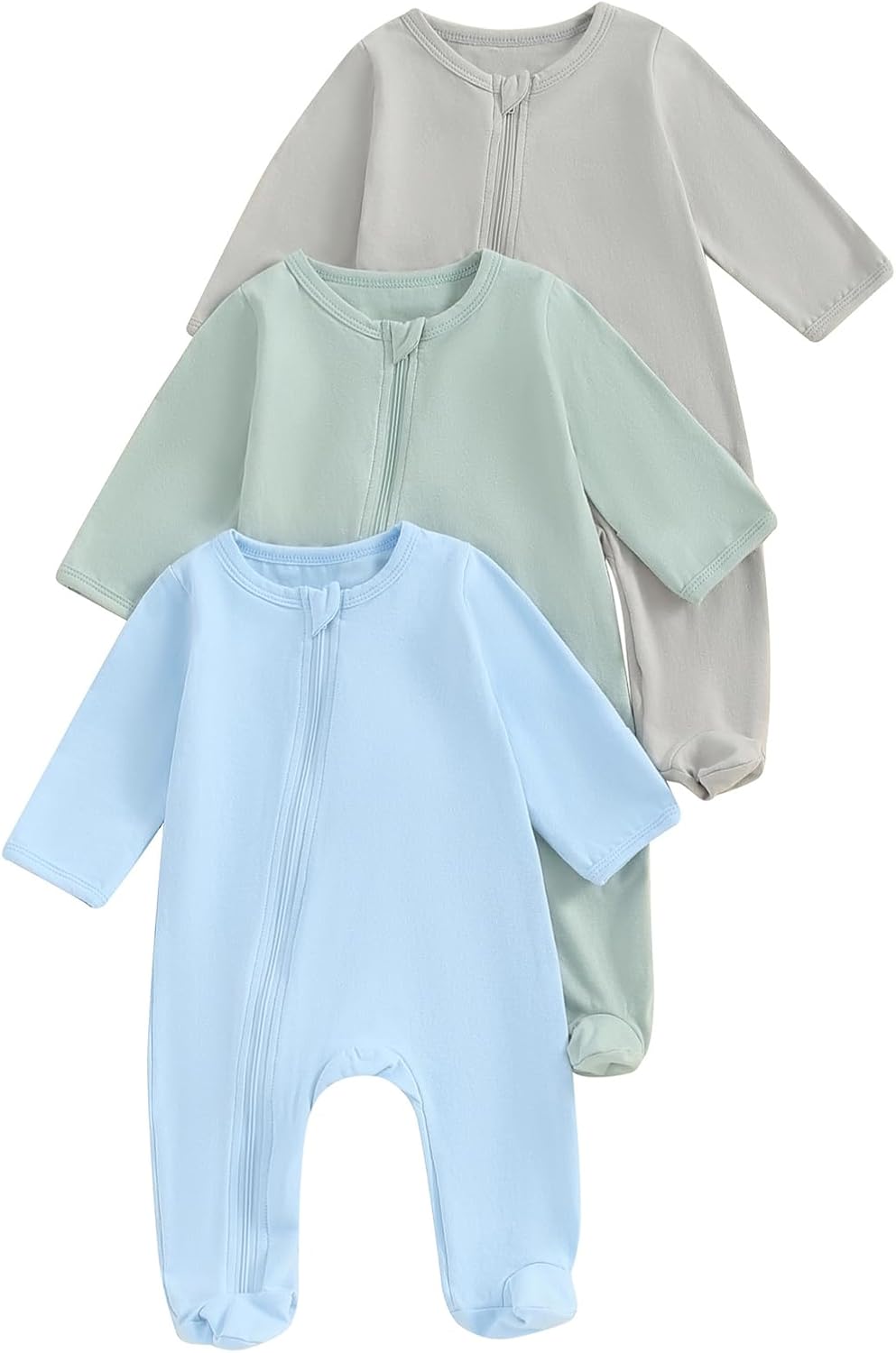 Merqwadd Baby Girl Zipper Pajama 3-Piece Set