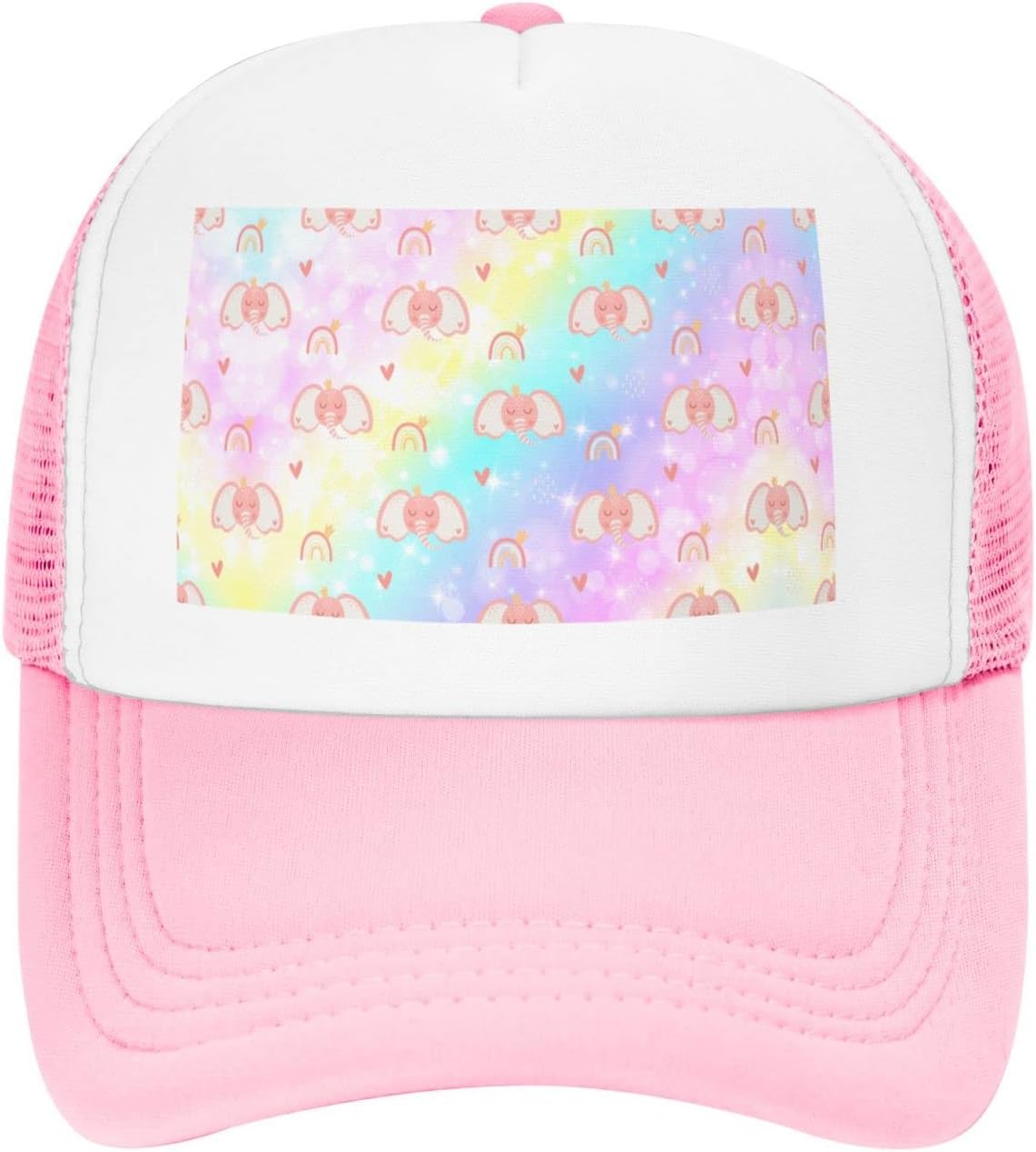 Stylish Adjustable Baseball Hat for Kids Ages 4-10 Pink Elephant Design