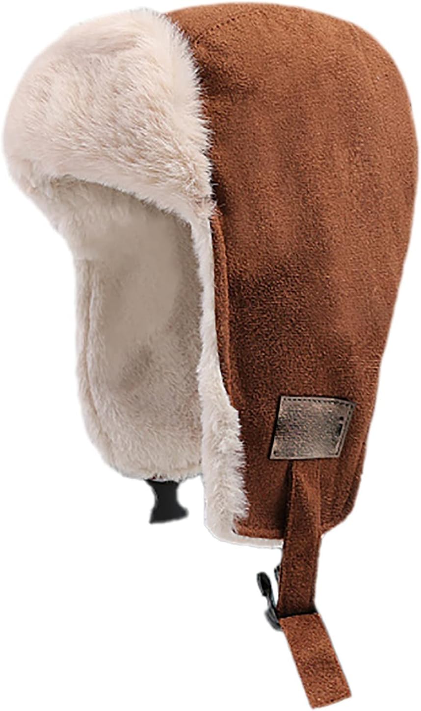 Winter Trapper Hat with Glasses 4-in-1 Windproof Fleece Cap