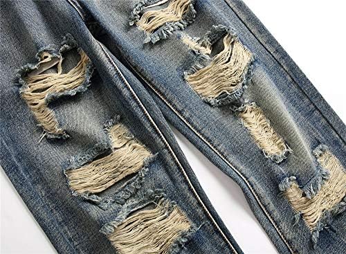 AITITIA Mens Ripped Regular Fit Jeans Statement