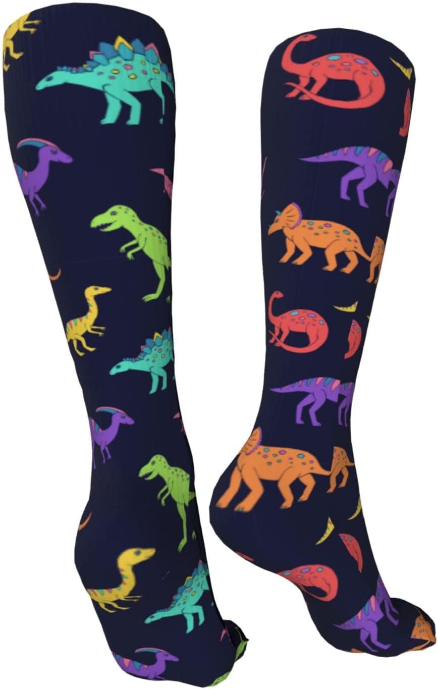 Sketch Dinosaur Knee High Kids Soccer Socks