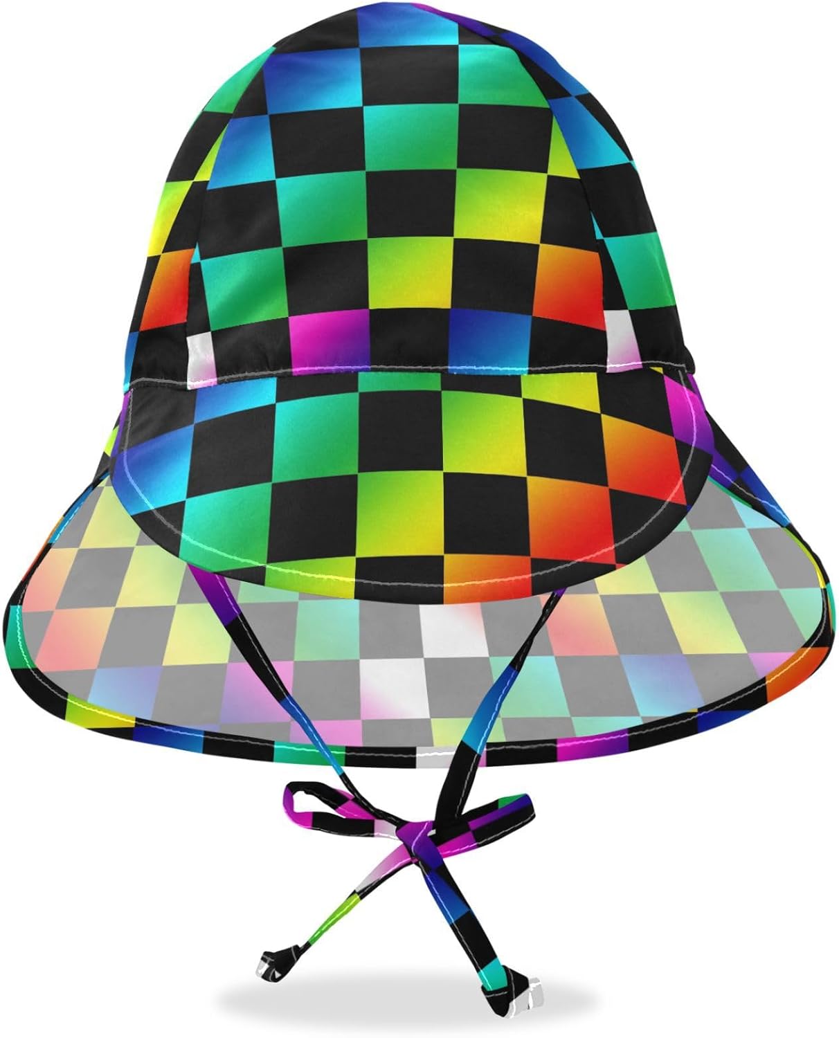 Rainbow Checkers Design Bucket Hat for Kids