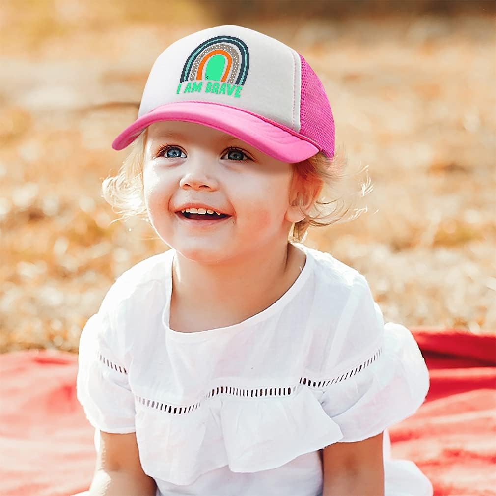 Cute Rascals Kids Trucker Hat I Am Brave Rainbow Boys Girls Adjustable Hat