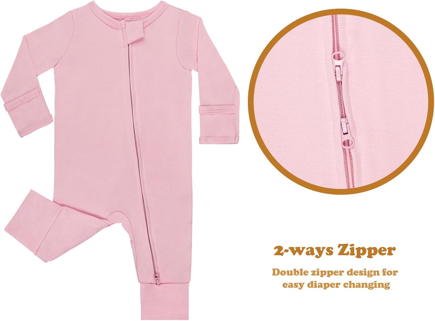 GIUBY 100 Cotton Sleepers Pajamas for Baby with Zipper and Mittens