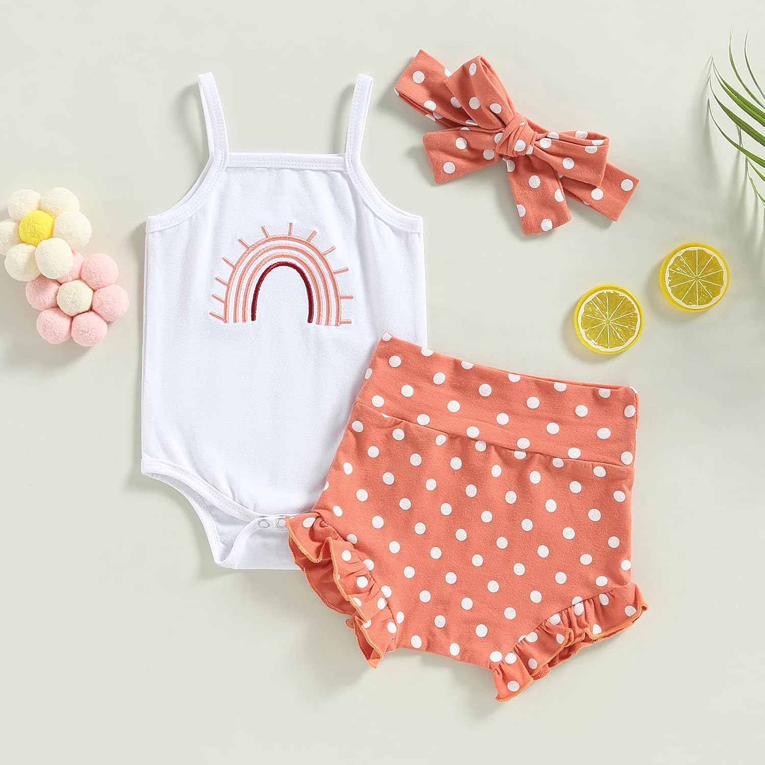 Rainbow Romper for Baby Girls Soft Cotton Romper Adorable Newborn