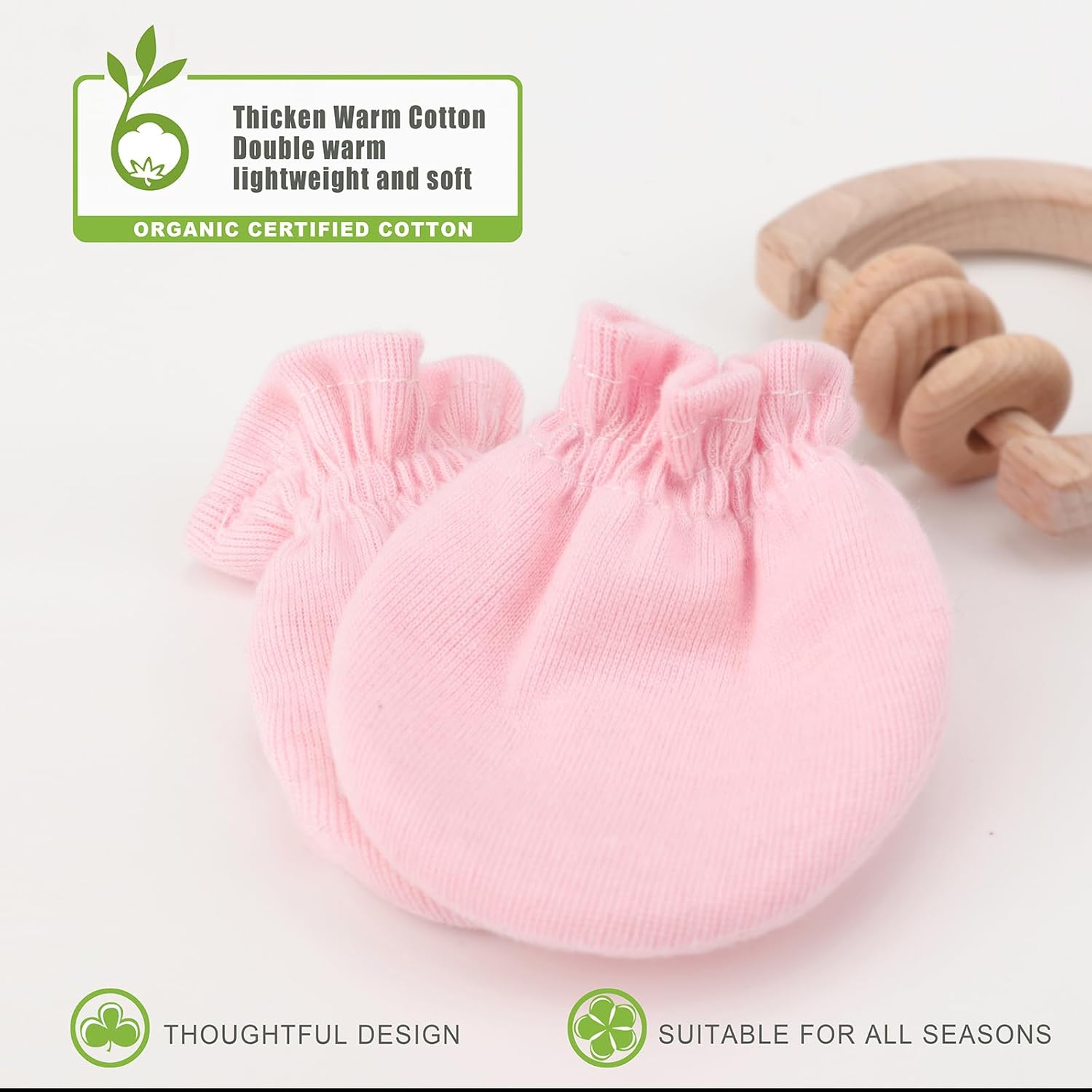 DRESHOW Organic Cotton No Scratch mittens for Babies