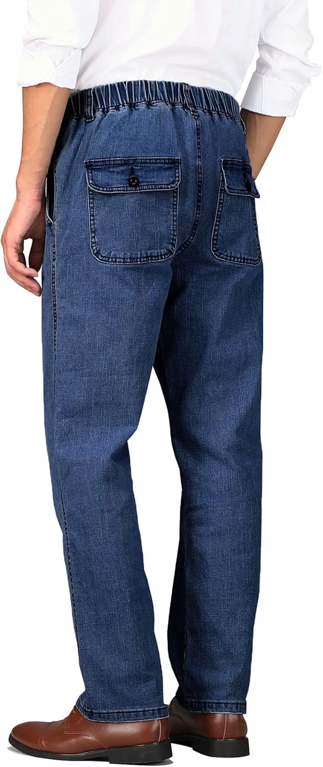 Soojun Mens Elastic Waist Jeans - Comfort Style
