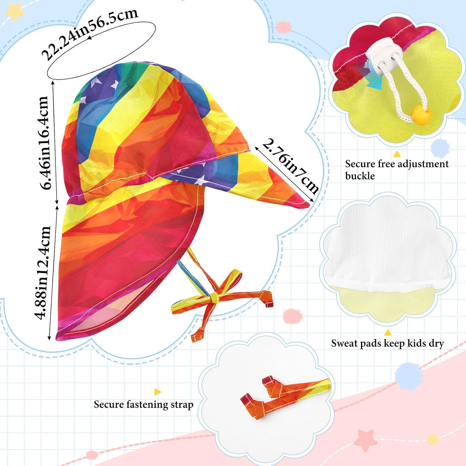 Adjustable Rainbow Flag Sun Hat