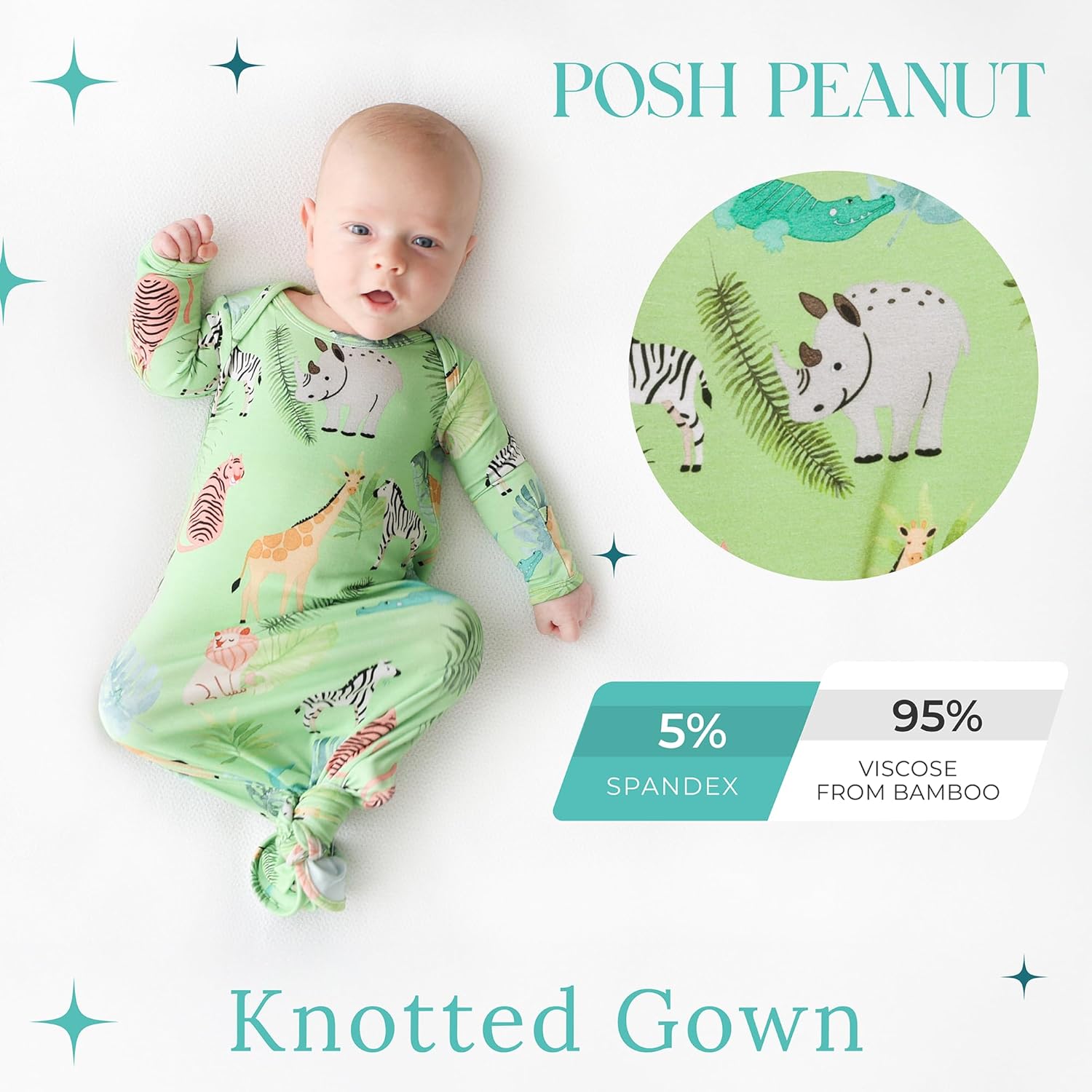 Posh Peanut Newborn Knotted Baby Gown 0-3 Months