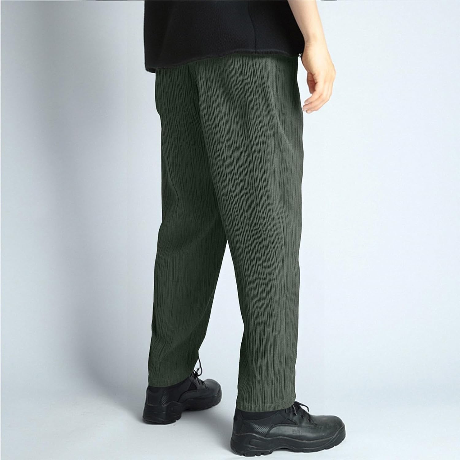 Mens Pique Corduroy Pants Casual Bark Pattern Looser Fit